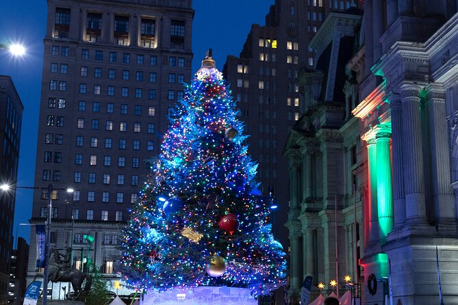 Holiday Lights Trolley Tour - Seeing City Hall and Love Park from the trolley